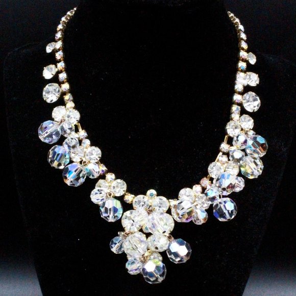 Juliana DE Aurora Borealis AB Crystals Rhinestones Charm Waterfall Necklace - Picture 1 of 13